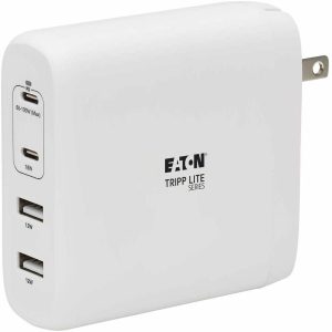 Eaton Tripp Lite Series 4-Port Compact USB Wall Charger - GaN Technology, 100W PD Charging, 2 USB-C & 2 USB-A, White