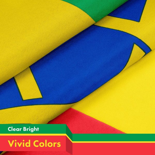 G128 3 Pack: Ethiopia (Ethiopian) Flag | 3x5 feet | Printed 150D Indoor/Outdoor, Vibrant Colors, Brass Grommets, Quality Polyester, Much Thicker More Durable Than 100D 75D Polyester - Image 3