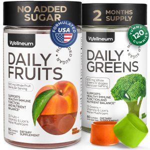 Super Fruit Super Greens Gummies for Adults   Daily Greens Vegetable Gummies for Immunity Health Energy Nutrient Balance   600 Mg Fruits Blend 60 Count 600 Mg Veggies Blend 60 Count   Sugar Free