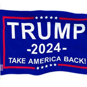 Trump Take America Back 2024 Flag Blue | 3x5 feet | Printed 150D, Indoor/Outdoor, Vibrant Colors, Brass Grommets, Quality Polyester, Much Thicker More Durable Than 100D and 75D Polyester
