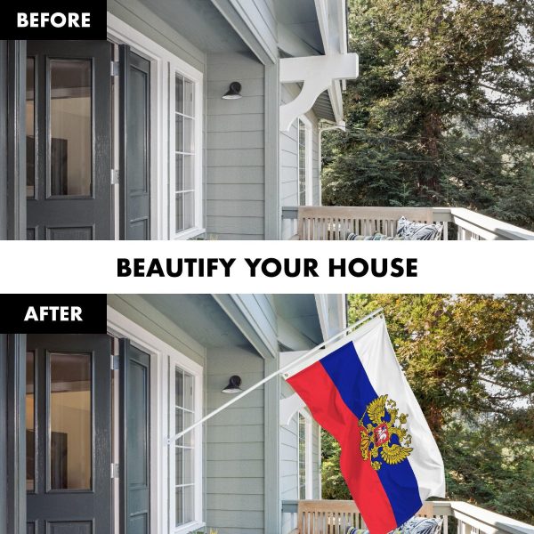 G128 Combo Pack: 6 Ft Tangle Free Aluminum Spinning Flagpole (White) & Russia Russian Ensign Flag 3x5 Ft, LiteWeave Pro Series Printed 150D Polyester | Pole with Flag Included - Image 3