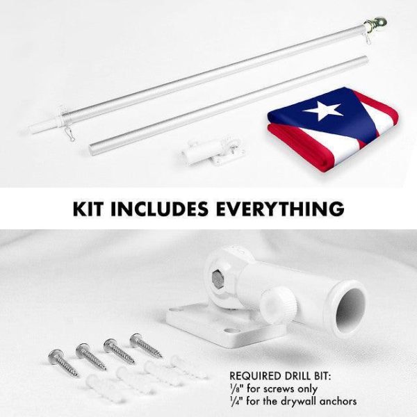 G128 Combo Pack: 6 Feet Tangle Free Spinning Flagpole (Silver) Puerto Rico Puerto Rican Flag 3x5 ft Printed 150D Brass Grommets (Flag Included) Aluminum Flag Pole - Image 2