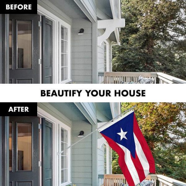 G128 Combo Pack: 6 Feet Tangle Free Spinning Flagpole (Silver) Puerto Rico Puerto Rican Flag 3x5 ft Printed 150D Brass Grommets (Flag Included) Aluminum Flag Pole - Image 3