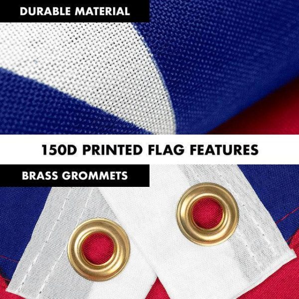 G128 Combo Pack: 6 Feet Tangle Free Spinning Flagpole (Silver) Puerto Rico Puerto Rican Flag 3x5 ft Printed 150D Brass Grommets (Flag Included) Aluminum Flag Pole - Image 4