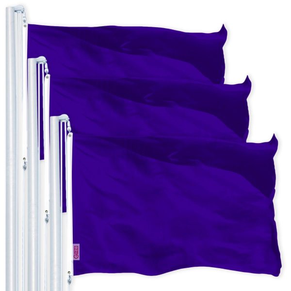 G128 3 Pack: Solid Violet Color Flag | 2x3 Ft | LiteWeave Pro Series Printed 150D Polyester | Indoor/Outdoor, Vibrant Colors, Brass Grommets, Thicker and More Durable Than 100D 75D Polyester
