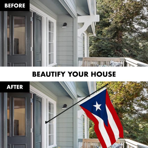 G128 Combo Pack: 5 Ft Tangle Free Spinning Flagpole (Black) & Puerto Rico Flag 2x3 Ft Embroidered 220GSM Spun Polyester, Brass Grommets (Flag Included) Aluminum Flag Pole - Image 3