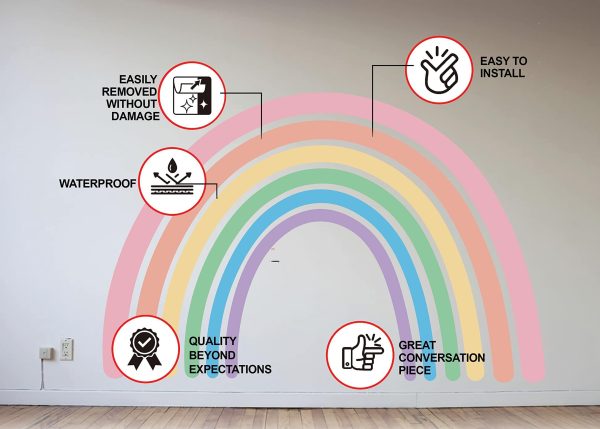 Rainbow Wall Decals Peel and Stick   Rainbow Wall Sticker Decals Boho Rainbow Decor for Kids Bedroom   Rainbow Decor for Girls Bedroom Nursery Decor   Made in Europe 2 Years Warranty - Image 2