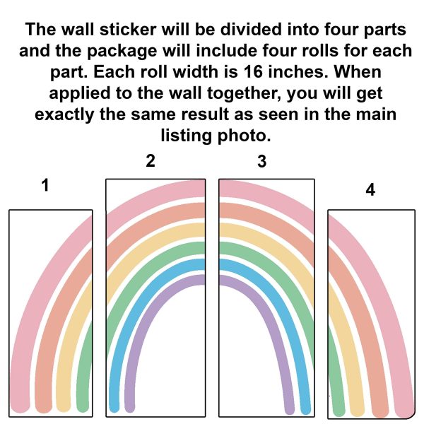 Rainbow Wall Decals Peel and Stick   Rainbow Wall Sticker Decals Boho Rainbow Decor for Kids Bedroom   Rainbow Decor for Girls Bedroom Nursery Decor   Made in Europe 2 Years Warranty - Image 3