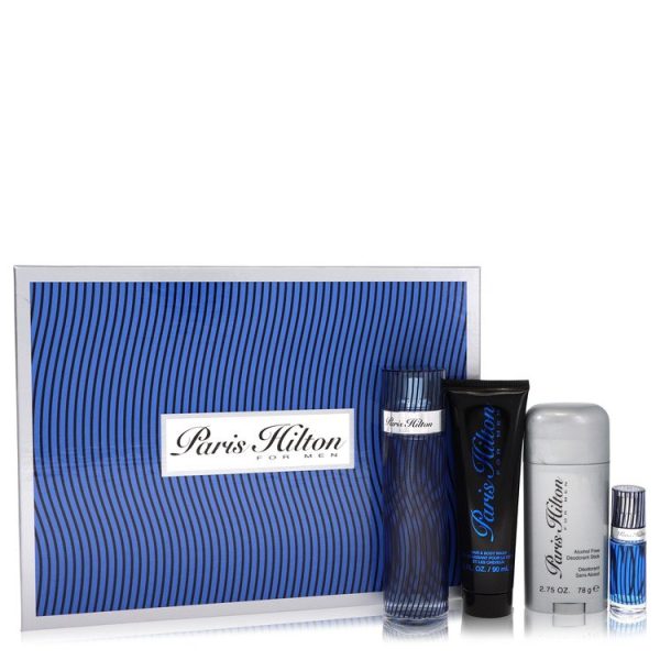 Paris Hilton Gift Set -- 3.4 oz  Eau De Toilette Spray + 3 oz Body Wash + 2.75 oz Deodorant Stick + .25 Mini EDT Spray for Men