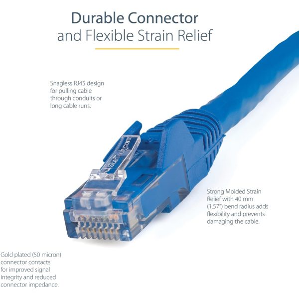 StarTech.com 50ft CAT6 Ethernet Cable - Blue Snagless Gigabit - 100W PoE UTP 650MHz Category 6 Patch Cord UL Certified Wiring/TIA - Image 4