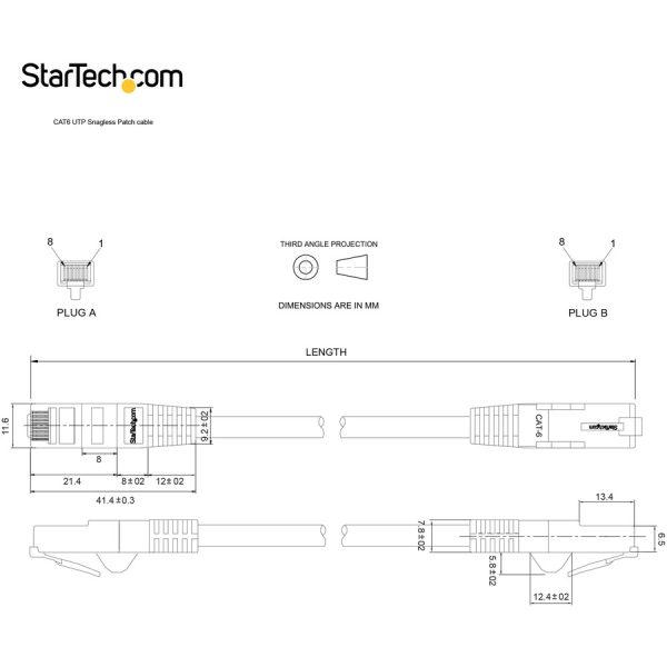 StarTech.com 50ft CAT6 Ethernet Cable - Blue Snagless Gigabit - 100W PoE UTP 650MHz Category 6 Patch Cord UL Certified Wiring/TIA - Image 8