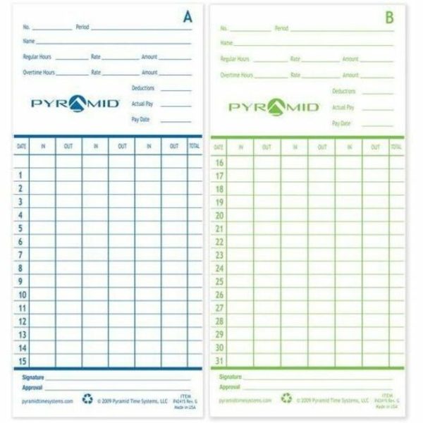 Pyramid Time Systems 42415 Pyramid Time Cards, 100/pk - Image 2