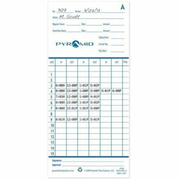 Pyramid Time Systems 42415 Pyramid Time Cards, 100/pk - Image 3