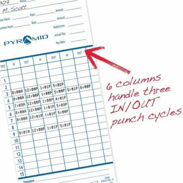 Pyramid Time Systems 42415 Pyramid Time Cards, 100/pk - Image 4