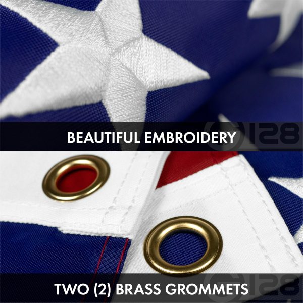 G128 Combo Pack: USA American Flag 3x5 Ft Embroidered Stars & Peru (Peruvian) Flag 3x5 Ft Double-sided Embroidered 210D - Image 4