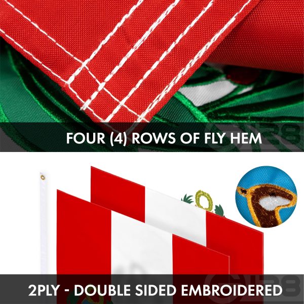 G128 Combo Pack: USA American Flag 3x5 Ft Embroidered Stars & Peru (Peruvian) Flag 3x5 Ft Double-sided Embroidered 210D - Image 8