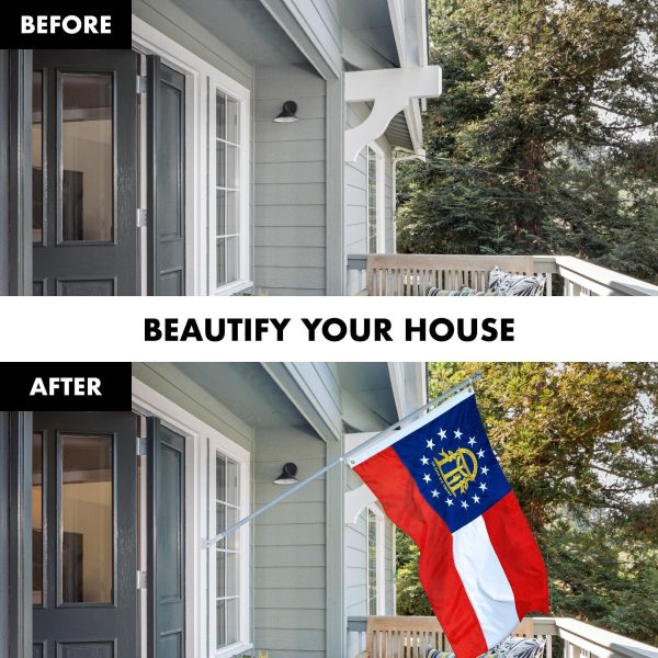 G128 Combo Pack: 5 Ft Tangle Free Aluminum Spinning Flagpole (Silver) & Georgia GA State Flag 2.5x4 Ft, ToughWeave Series Embroidered 300D Polyester | Pole with Flag Included - Image 3