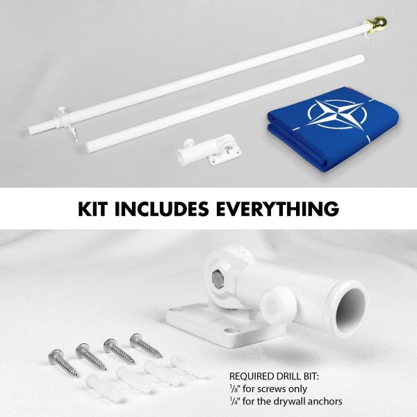 G128 Combo Pack: 6 Ft Tangle Free Aluminum Spinning Flagpole (White) & North Atlantic Treaty Org NATO Flag 3x5 Ft, LiteWeave Pro Series Printed 150D Polyester | Pole with Flag Included - Image 2