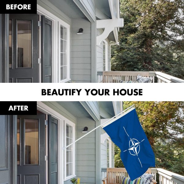 G128 Combo Pack: 6 Ft Tangle Free Aluminum Spinning Flagpole (White) & North Atlantic Treaty Org NATO Flag 3x5 Ft, LiteWeave Pro Series Printed 150D Polyester | Pole with Flag Included - Image 3