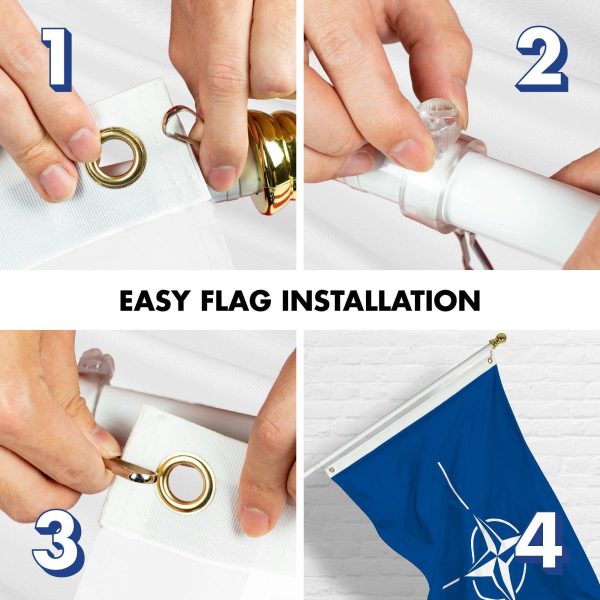 G128 Combo Pack: 6 Ft Tangle Free Aluminum Spinning Flagpole (White) & North Atlantic Treaty Org NATO Flag 3x5 Ft, LiteWeave Pro Series Printed 150D Polyester | Pole with Flag Included - Image 7