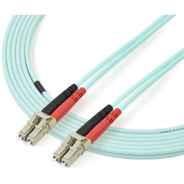 StarTech.com 5m (16.4ft) LC/UPC to LC/UPC OM3 Multimode Fiber Optic Cable, Full Duplex 50/125 Zipcord, 100G, LSZH Fiber Jumper Cord - Image 3