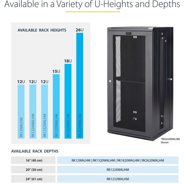 StarTech.com 4-Post 15U Wall Mount Network Cabinet, 19" Hinged Wall-Mounted Server Rack for Data / IT Equipment, Lockable Rack Enclosure - Image 5