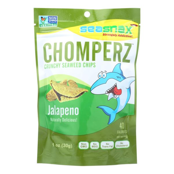 Seasnax Chomperz Crunchy Seaweed Chips - Jalapeno - Case of 8 - 1 oz. - Image 3