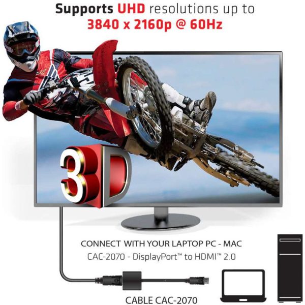 Club 3D DisplayPort 1.2 to HDMI 2.0 UHD Active Adapter - Image 5