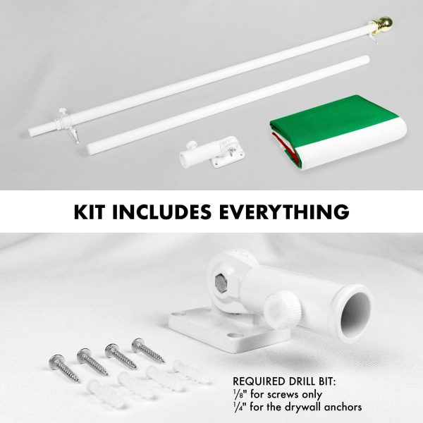 G128 - 6 Feet Tangle Free Spinning Flagpole (White) Italy Brass Grommets Printed 3x5 ft (Flag Included) Aluminum Flag Pole - Image 2