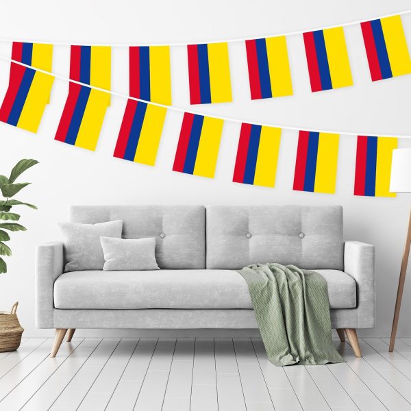G128 Colombia Colombian Bunting Banner | Flag 8.2 x 5.5 Inch, Full String 33 Feet | Printed 150D Polyester, Decorations For Bar, School, Festival Events Celebration - Image 2