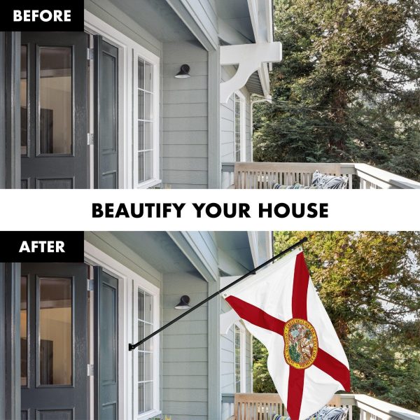 G128 Combo Pack: 5 Ft Tangle Free Aluminum Spinning Flagpole (Black) & Florida FL State Flag 2.5x4 Ft, ToughWeave Series Embroidered 210D Polyester | Pole with Flag Included - Image 3