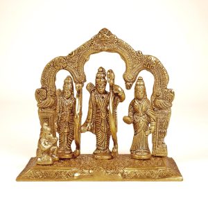 The Fine Living Co. Ram Darbar Includes Rama Sita Laxman Hanuman Murti Idol Statue Gold Plated Figurine for Home Temple Pooja Room Decor Living Room Altar Spiritual Decor