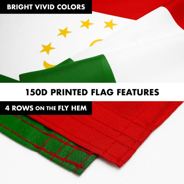 G128 Combo Pack: 6 Ft Tangle Free Spinning Flagpole (Silver) & Tajikistan Flag 3x5 Ft Printed 150D Polyester, Brass Grommets (Flag Included) Aluminum Flag Pole - Image 5