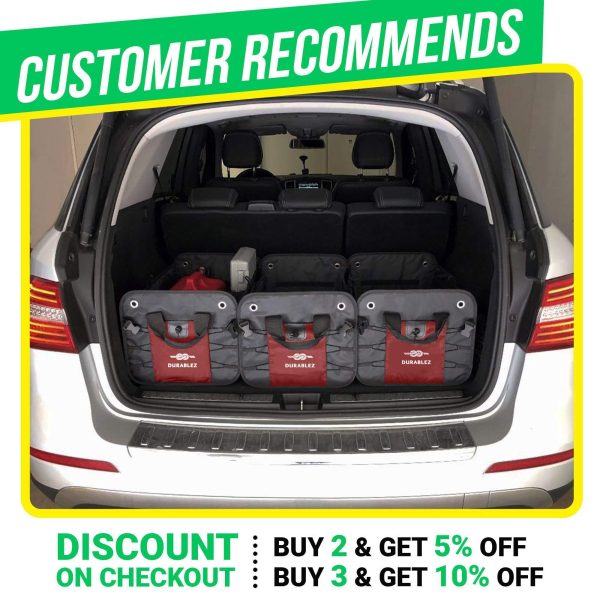Trunk Organizer with Covering Net Attachable Non Slip Pads and Stainless Hooks Red Black - Image 6
