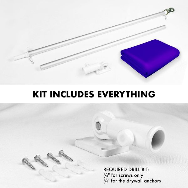 G128 Combo Pack: 5 Ft Tangle Free Aluminum Spinning Flagpole (Silver) & Solid Violet Color Flag 2.5x4 Ft, LiteWeave Pro Series Printed 150D Polyester | Pole with Flag Included - Image 2