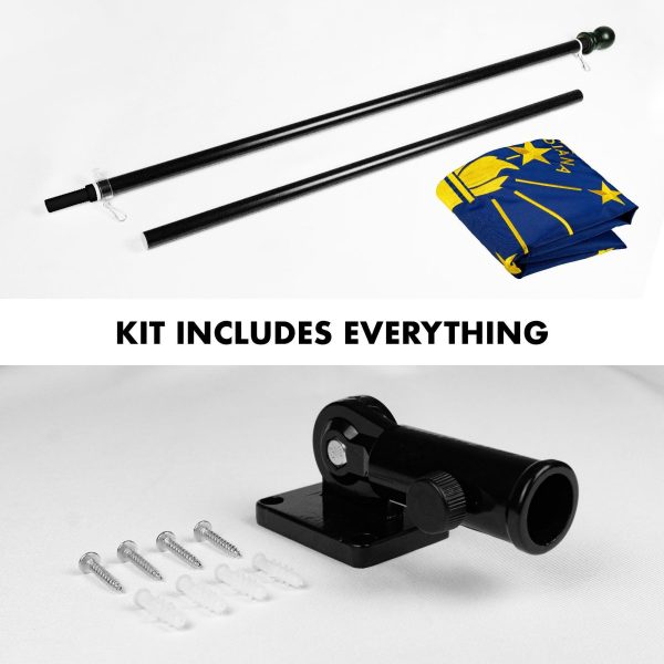 G128 Combo Pack: 5 Ft Tangle Free Aluminum Spinning Flagpole (Black) & Indiana IN State Flag 2.5x4 Ft, ToughWeave Series Embroidered 300D Polyester | Pole with Flag Included - Image 2