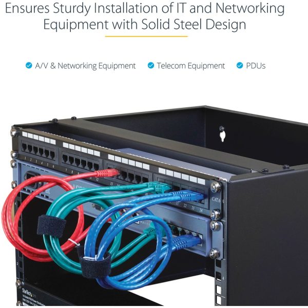 StarTech.com 8U Wall Mount Rack, 14in Deep, 19 inch Wall Mount Network Rack, Wall Mounting Patch Panel Bracket for Switch/IT Equipment - Image 9