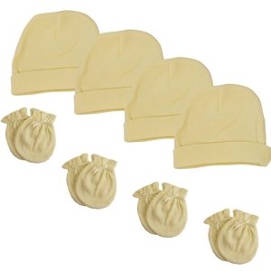 Baby Boy, Baby Girl, Unisex Infant Caps And Mittens (pack Of 8) Nc_0402