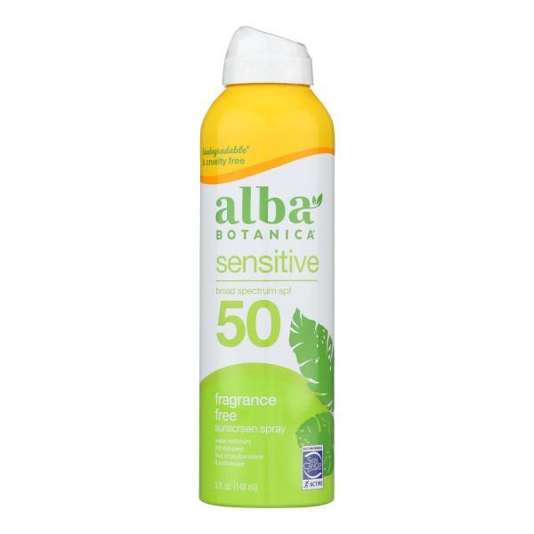 Alba Botanica - Sunscreen Spray Sensitive Formula SPF 50 - 1 Each-5 Fluid Ounces - Image 2