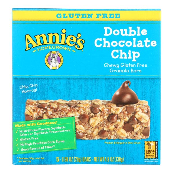 Annie's Homegrown Gluten Free Granola Bars Double Chocolate Chip - Case of 12 - 4.9 oz. - Image 3