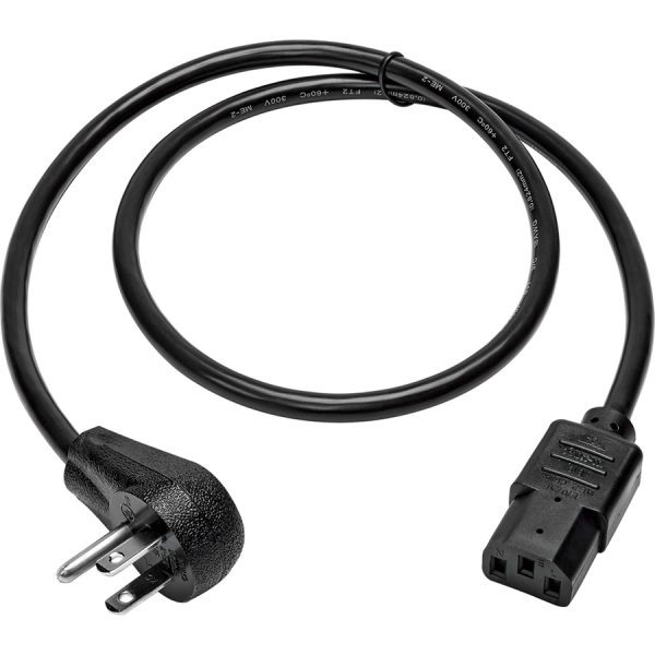 Eaton Tripp Lite Series Computer Power Cord, Right-Angle NEMA 5-15P to C13 - Heavy-Duty, 15A, 125V, 14 AWG, 10 ft. (3.05 m), Black - Image 2