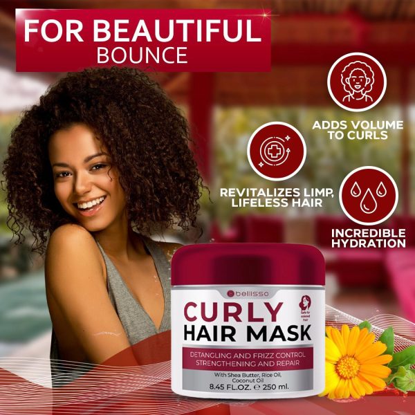 Curly Hair Mask   Deep Conditioning Curl Enhancing Split End Repair for Women and Men   Strengthening Treatment Cream and Moisturizer Products for Dry Damaged Frizzy Hair   Anti Breakage Solution - Image 2