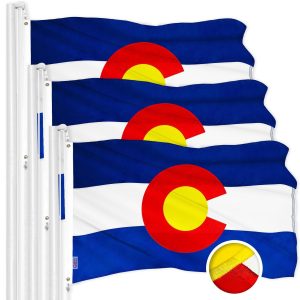 G128 3 Pack: Colorado CO State Flag | 2x3 Ft | ToughWeave Series Embroidered 300D Polyester | Embroidered Design, Indoor/Outdoor, Brass Grommets