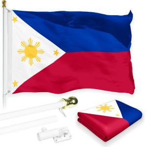 Flag Pole 6FT White Tangle Free & Philippines Philippine Flag 3x5 Ft Combo Printed 150D Polyester By G128