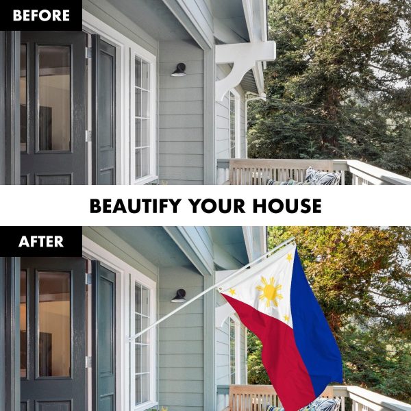 Flag Pole 6FT White Tangle Free & Philippines Philippine Flag 3x5 Ft Combo Printed 150D Polyester By G128 - Image 3