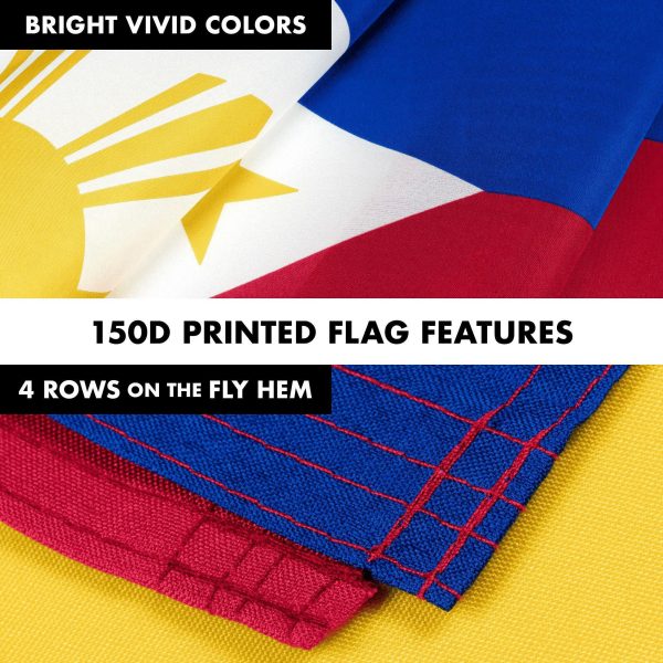 Flag Pole 6FT White Tangle Free & Philippines Philippine Flag 3x5 Ft Combo Printed 150D Polyester By G128 - Image 5