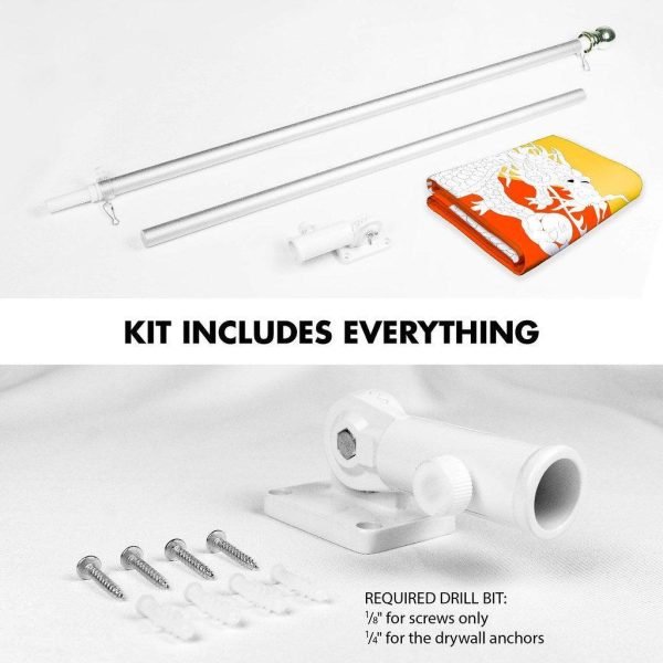 G128 Combo Pack: 6 Ft Tangle Free Spinning Flagpole (Silver) & Bhutan Flag 3x5 Ft Printed 150D Polyester, Brass Grommets (Flag Included) Aluminum Flag Pole - Image 2