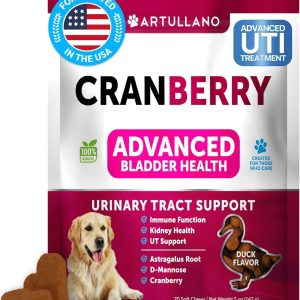 Dog UTI Treatment   Cranberry Supplement & Bladder Control for Dogs   Urinary Tract Infection Incontinence Pill Bladder Stones   UTI Medicine Treats   70 Soft Chews for Kidney Support with Fish Oil