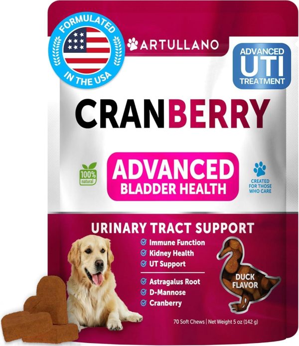 Dog UTI Treatment   Cranberry Supplement & Bladder Control for Dogs   Urinary Tract Infection Incontinence Pill Bladder Stones   UTI Medicine Treats   70 Soft Chews for Kidney Support with Fish Oil