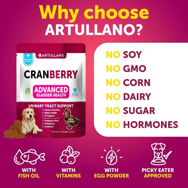 Dog UTI Treatment   Cranberry Supplement & Bladder Control for Dogs   Urinary Tract Infection Incontinence Pill Bladder Stones   UTI Medicine Treats   70 Soft Chews for Kidney Support with Fish Oil - Image 6